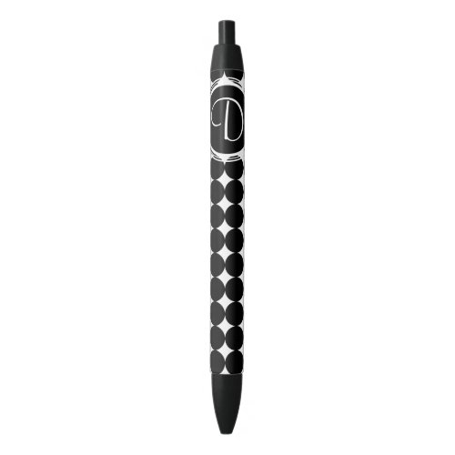 Black Polka Dot Monogram Black Ink Pen