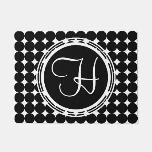 Black Polka Dot Monogram Doormat