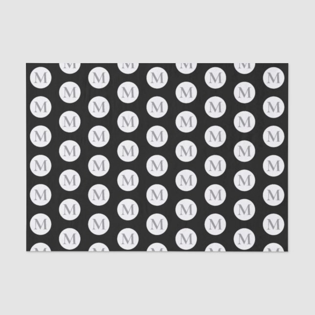Black Polka Dot Monogram Tissue Paper (Front)