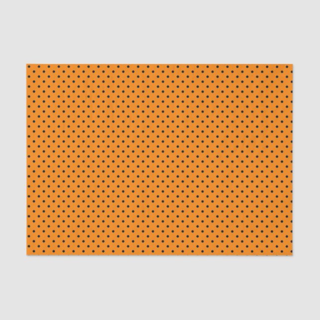 BLACK POLKA DOT ON ORANGE Tissue Paper (Front)