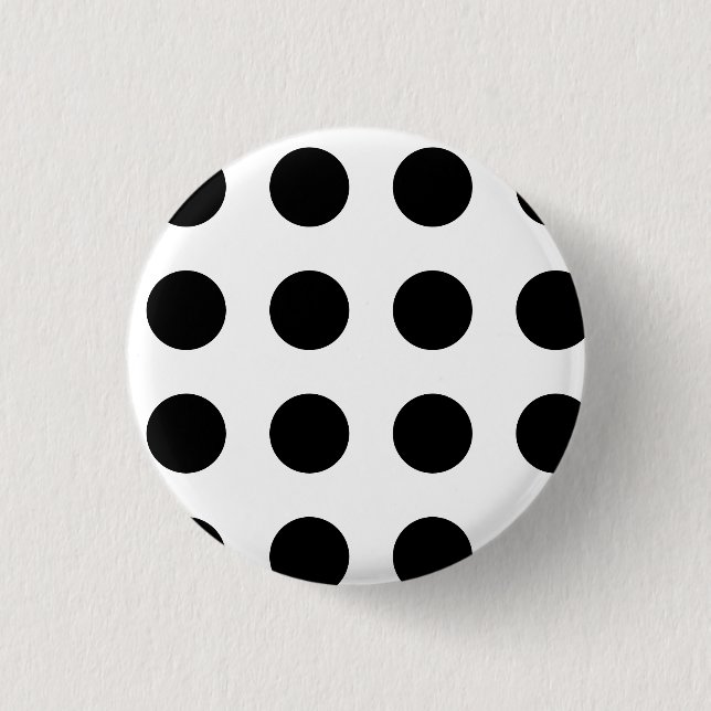 Black polka dot on white background button (Front)