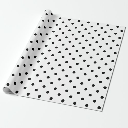 Black Polka Dot on White Large Space Wrapping Paper