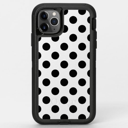 Black polka dot OtterBox defender iPhone 11 pro max case