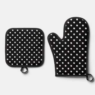 Black Polka Dot Oven Mitt & Pot Holder Set