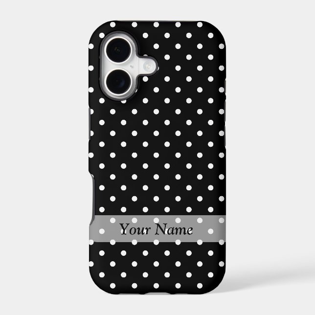 Black  polka dot pattern iphone case (Back)
