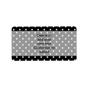 Black polka dot pattern label