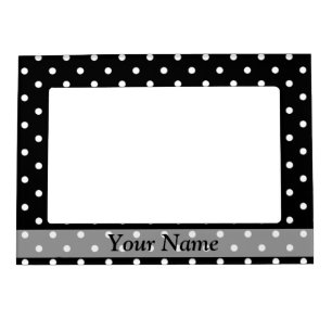 Black  polka dot pattern magnetic picture frame