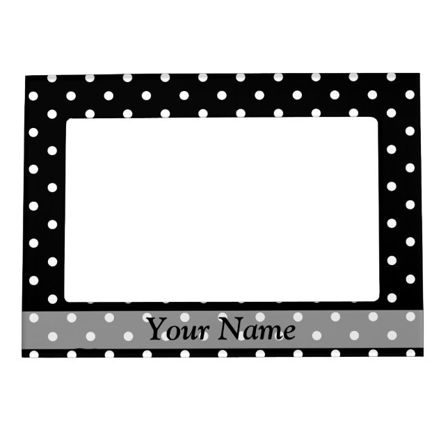 Black  polka dot pattern magnetic picture frame (Front)