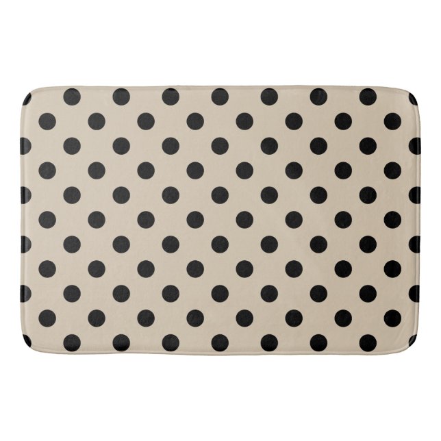 Black Polka Dot Pattern - Tan Bathroom Mat (Front)