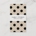 Black Polka Dot Pattern - Tan Business Card