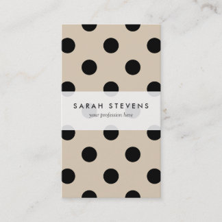 Black Polka Dot Pattern - Tan Business Card