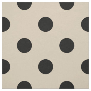 Black Polka Dot Pattern - Tan Fabric