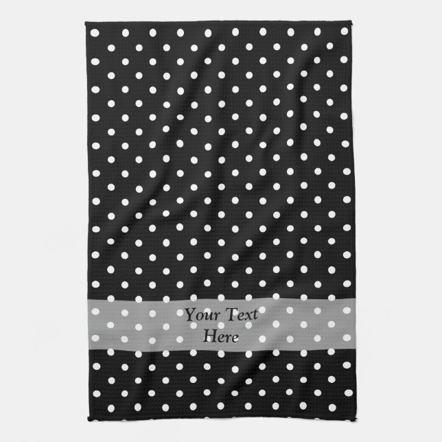 Black  polka dot pattern towel (Vertical)