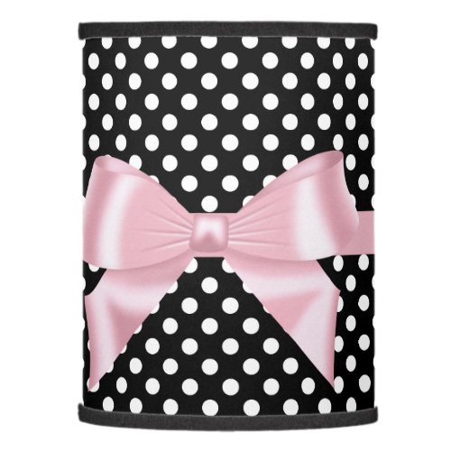 Black Polka Dot Pattern With Pink Bow Lamp Shade