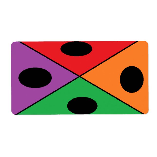 Black polka dot patterned label (Front)