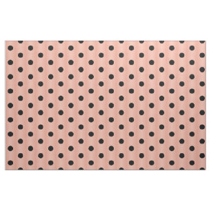 Black Polka Dot Salmon Pink Fabric