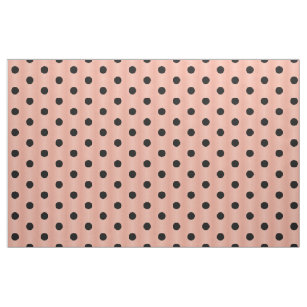 Black Polka Dot Salmon Pink Fabric