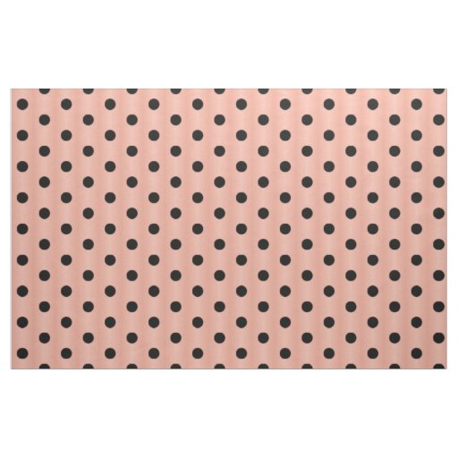 Black Polka Dot Salmon Pink Fabric