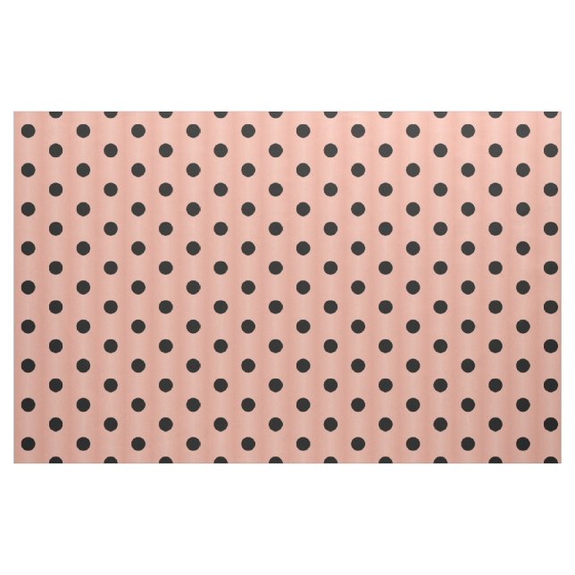 Black Polka Dot Salmon Pink Fabric (Yard)