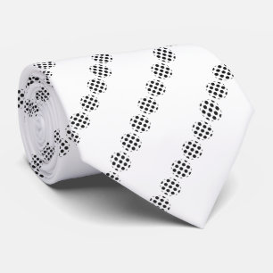 Black Polka Dot Screen Circles Pattern On White Neck Tie