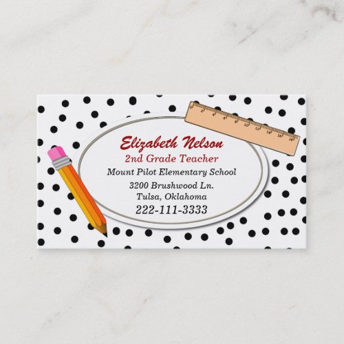 Black Polka Dot Teachers business card