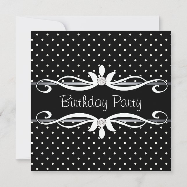 Black Polka Dot Womans Birthday Party Invitation (Front)