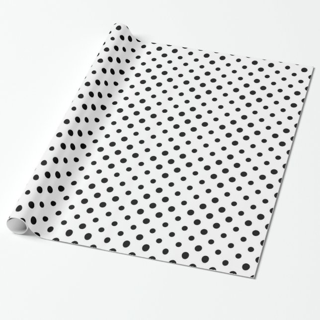 Black Polka dot  Wrapping Paper (Unrolled)