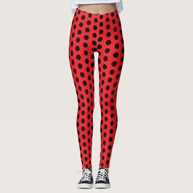 Black Polka Dot You Choose Background Colour Leggings (Front)