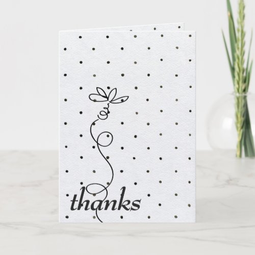 black polka dots and doodle daisy thank you card