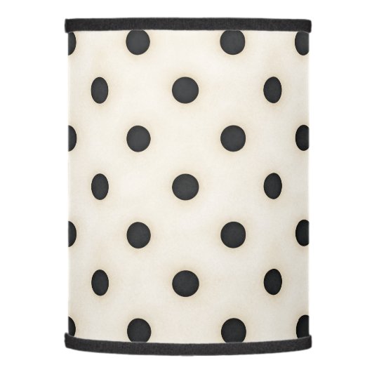 Black Polka Dots Antique White Distressed Lamp Shade (Left)