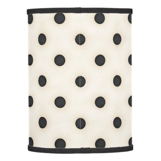 Black Polka Dots Antique White Distressed Lamp Shade (Back)