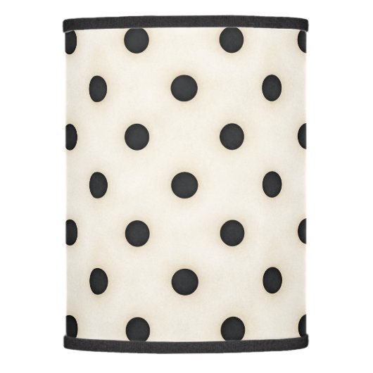 Black Polka Dots Antique White Distressed Lamp Shade (Front)