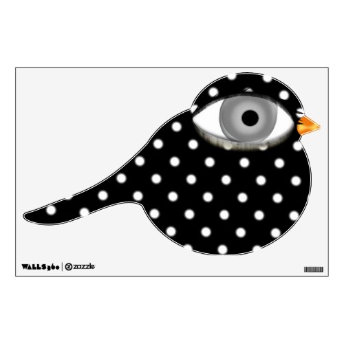 Black Polka Dots Bird Wall Sticker