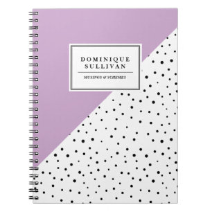 Black Polka Dots Blush Lilac Abtract Pattern Notebook