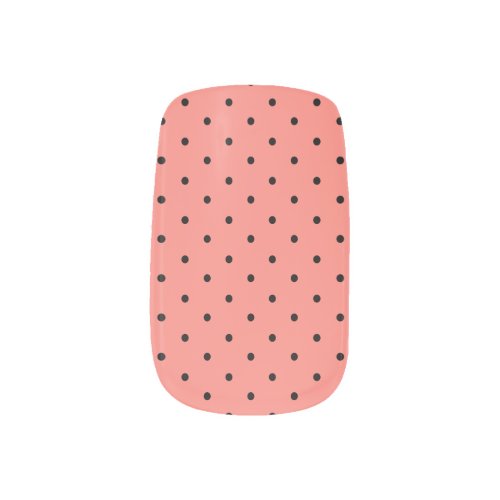 Black Polka Dots - Coral Pink Minx Nail Art