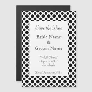 Black Polka Dots Custom Save the Date Magnet