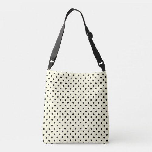 Black polka dots design on cream crossbody bag