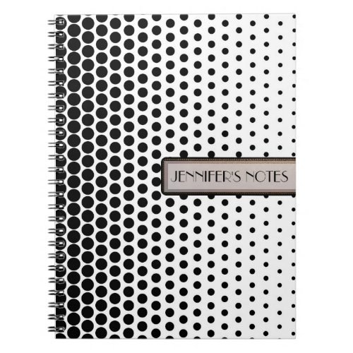 Black Polka Dots Elegant Modern White Notebook