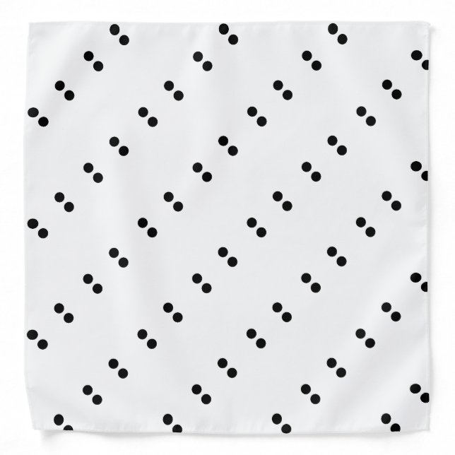 Black Polka Dots Geometric Pattern White Custom Bandana (Front)