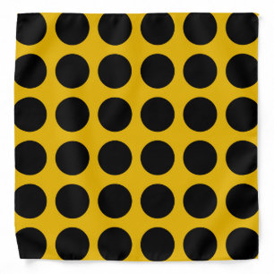 Black Polka Dots Gold Bandana