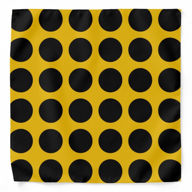 Black Polka Dots Gold Bandana (Front)