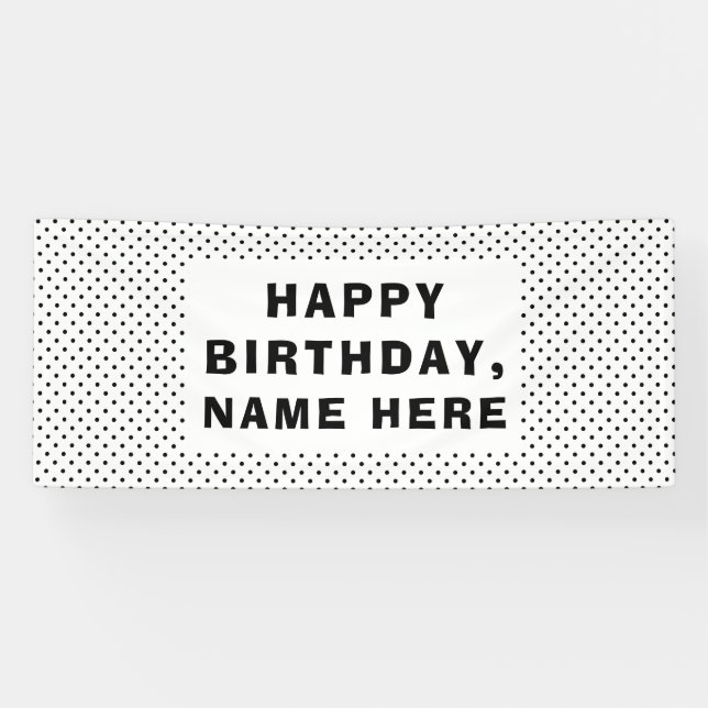 Black polka Dots Happy Birthday Banner (Horizontal)