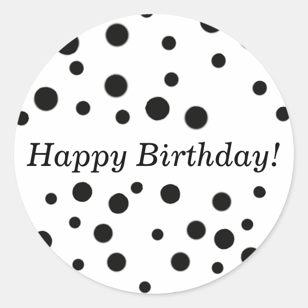 Black Polka Dots Happy Birthday Stickers Zazzle