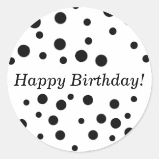 Black Polka Dots Happy Birthday Stickers