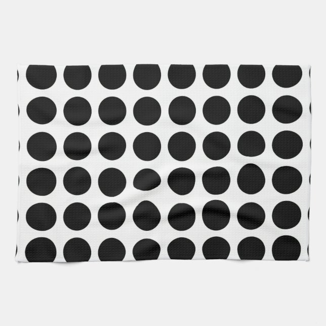 Black Polka Dots Kitchen Towel (Horizontal)