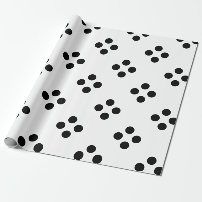 Black Polka Dots Large Geometric Pattern White Wra Wrapping Paper (Unrolled)