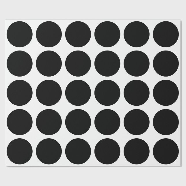 Black Polka Dots Large Geometric Pattern White Wrapping Paper (Flat)