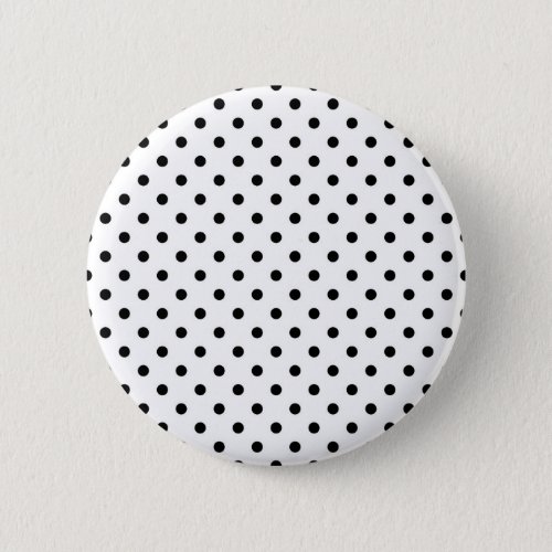 Black polka dots medium on white button