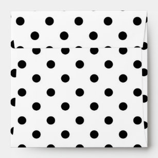 Black polka dots medium on white envelope