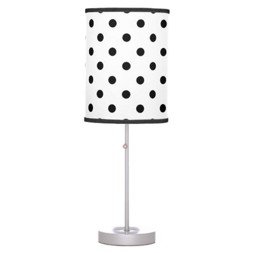 Black polka dots medium on white table lamp